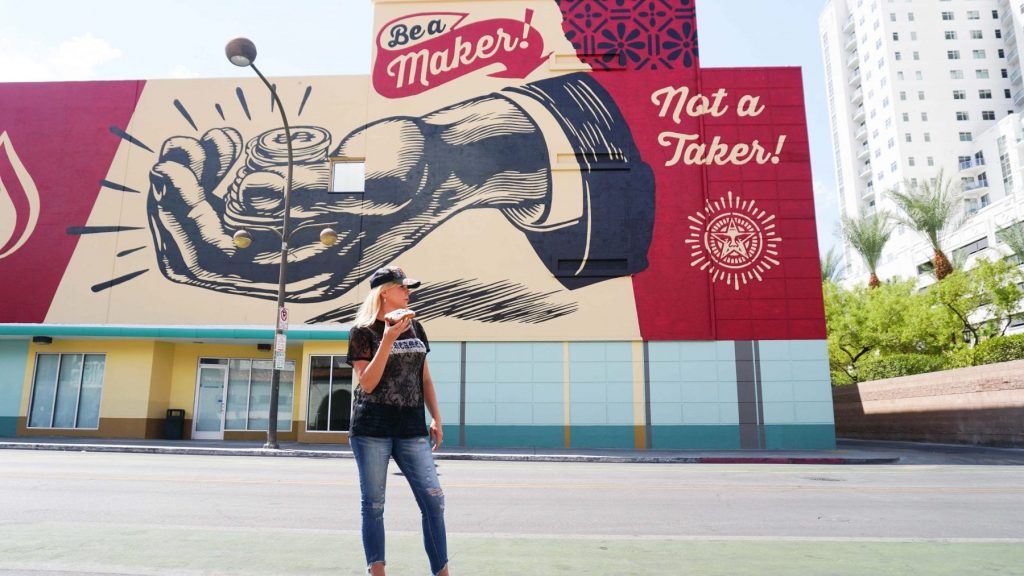 Donut Bar Vegas, Best Donut In Vegas, Best Donut In Las Vegas, Best Donut, Donut Bar, Christi Tasker, Shepard Fairey, Street Art, Wall Art, Downtown Las Vegas